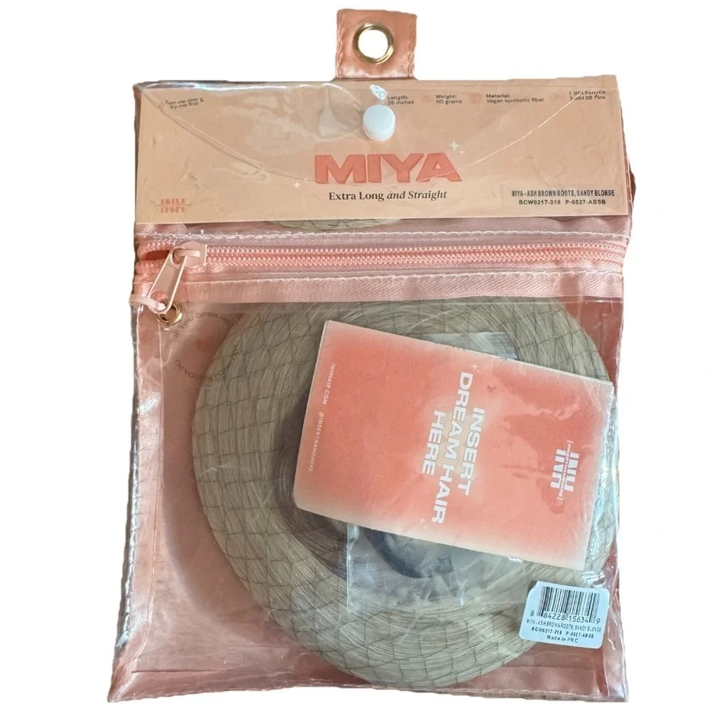 INH Hair Miya Ponytail Ash Brown Roots Sandy Blonde, New Sealed Insert Name Here